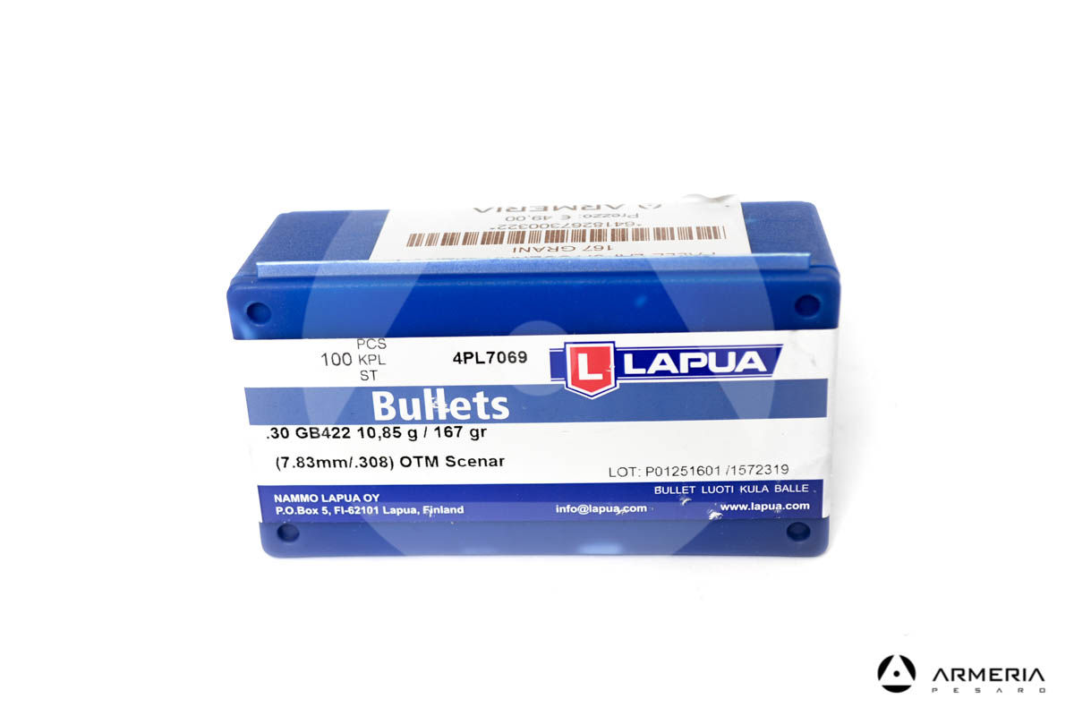 Palle ogive Lapua OTM Scenar calibro 30 GB422 - 167 grani - 100 pezzi #4PL7069