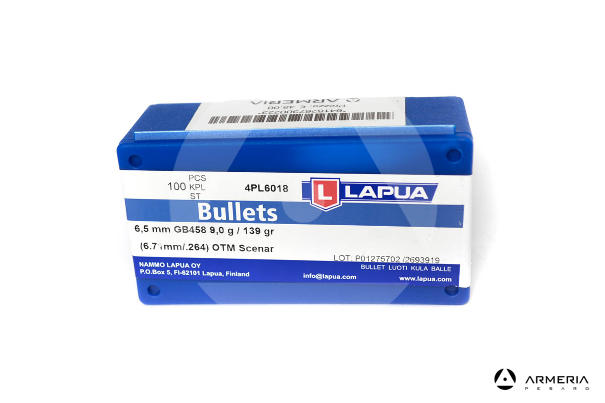 Palle ogive Lapua OTM Scenar calibro 6.5mm GB458 - 139 grani - 100 pezzi #4PL6018