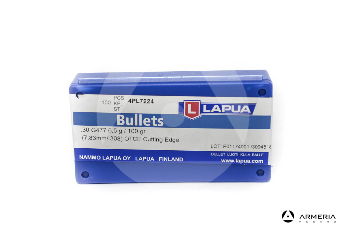 Palle ogive Lapua calibro 30 G477 100 grani OTCE Cutting Edge - 100 pezzi #4PL7224