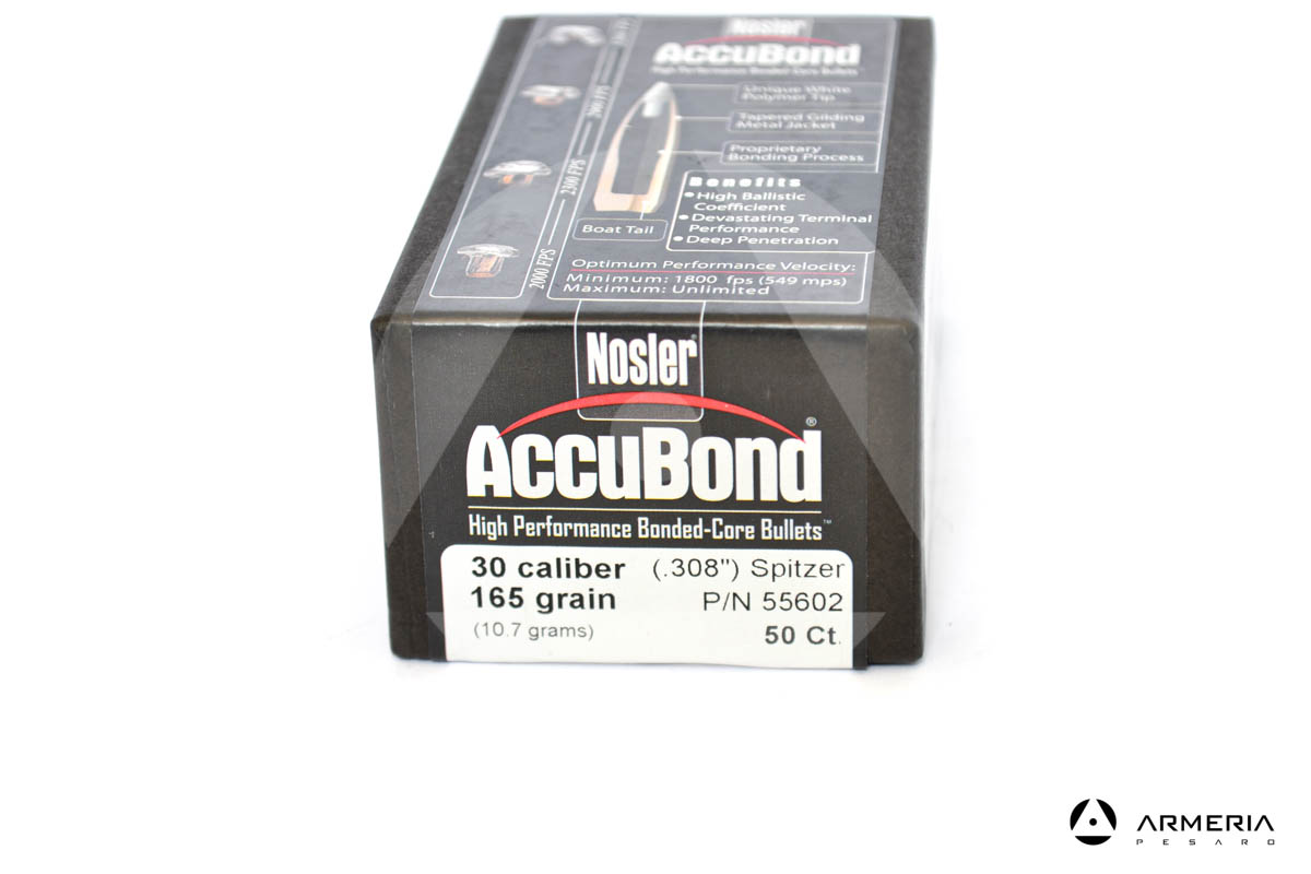 Palle ogive Nosler AccuBond calibro 30 - 165 grani - 50 pezzi #55602 modello