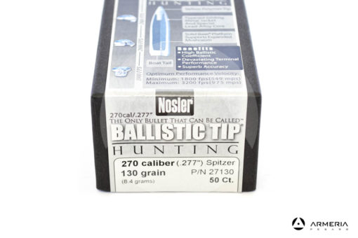 Palle ogive Nosler Ballistic Tip Hunting calibro 270 - 130 grani - 50 pezzi #27130 modello