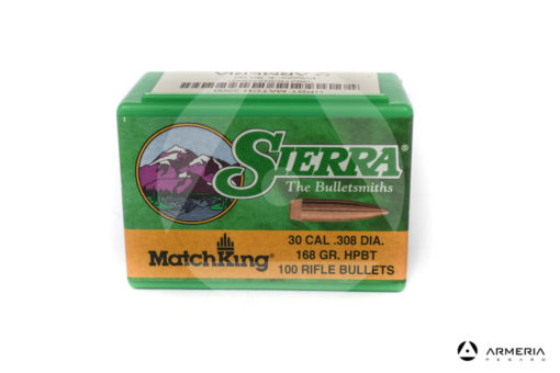 Palle ogive Sierra MatchKing calibro 30 .308 dia – 168 gr grani HPBT – 100 pezzi #2200