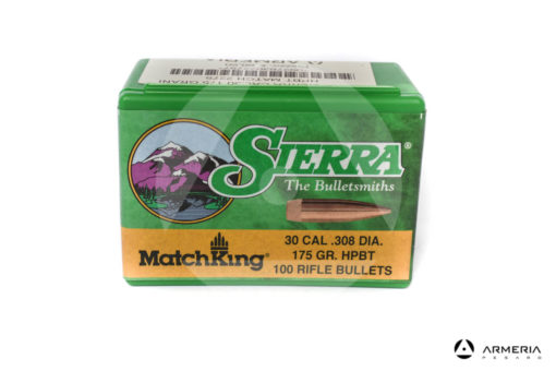 Palle ogive Sierra MatchKing calibro 30 .308 dia – 175 gr grani HPBT – 100 pezzi #2275