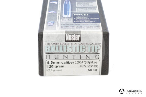 Palle ogive Nosler Ballistic Tip Hunting calibro 6.5 mm - 120 grani - 50 pezzi #26120 modello