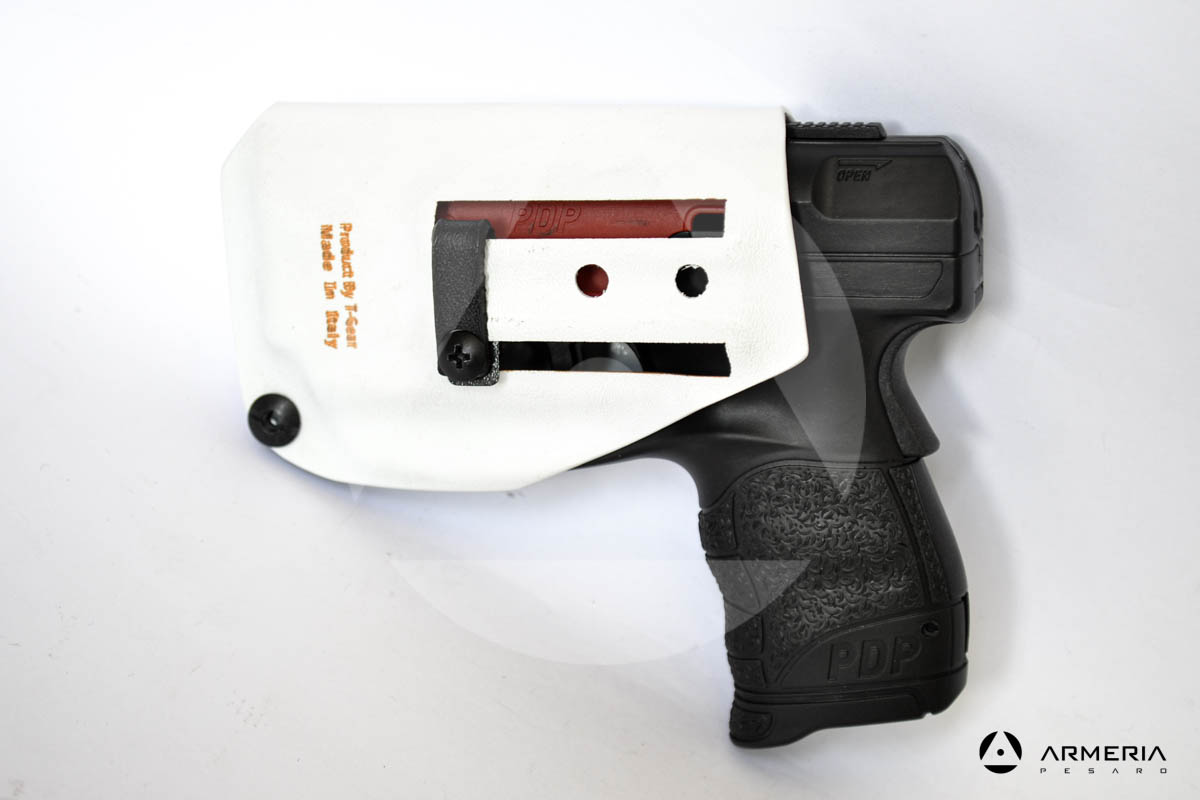 Fondina Vega Holster bianca per pistola di difesa personale Umarex Walther PDP Pro Secur retro