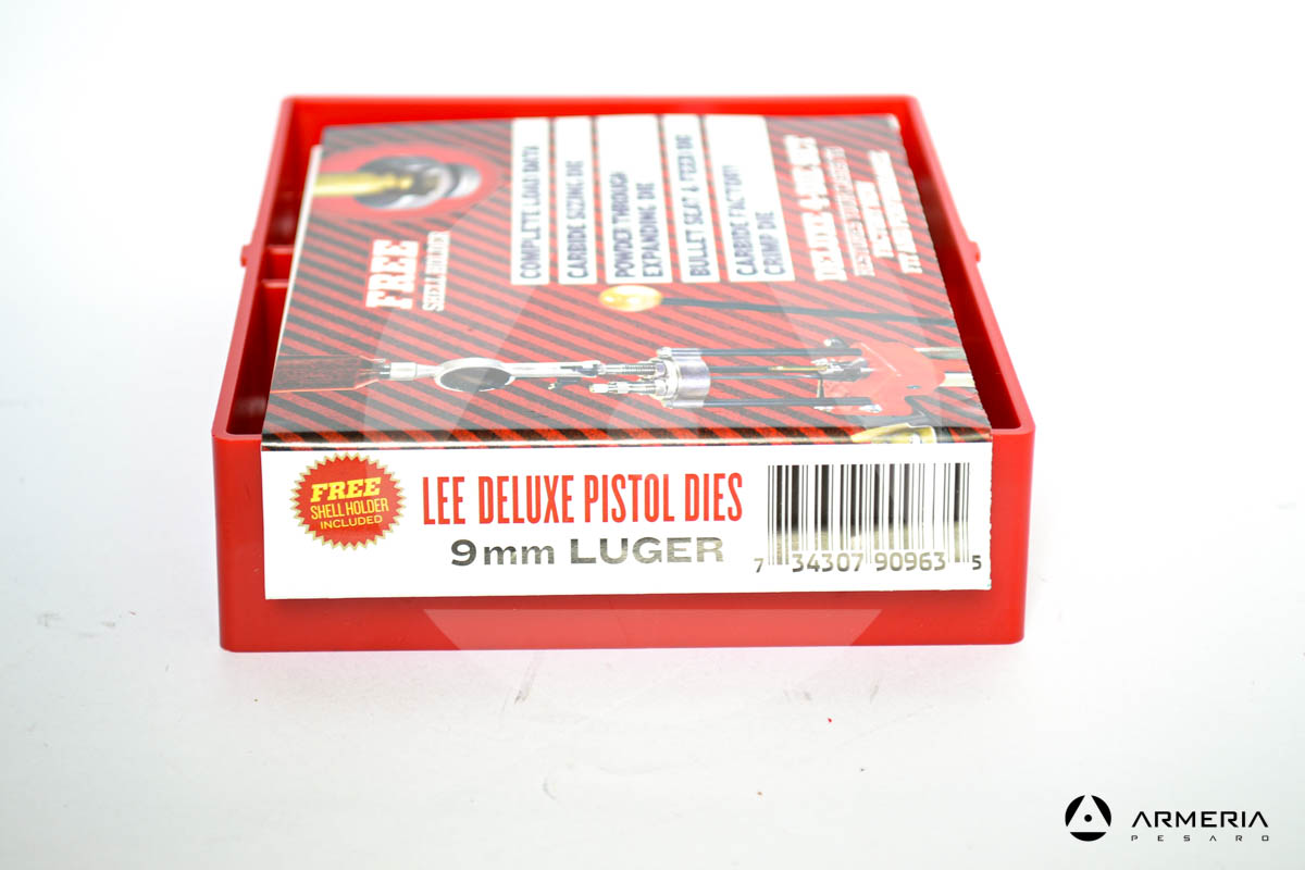 4 Dies Lee Deluxe Pistol calibro 9mm Luger - Carbide Crimp Die - Shell Holder omaggio 0