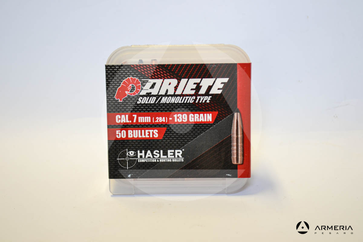 Palle ogive Hasler Competition Ariete solid monolitic type calibro 7 mm .284 - 139 grani - 50 pezzi -0