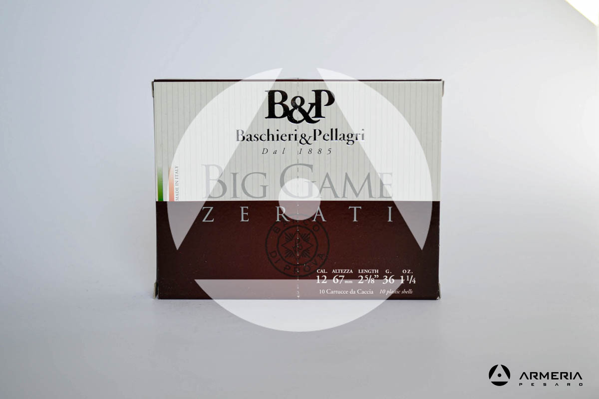 B&P Baschieri e Pellagri Big Game Zerati calibro 12 - Piombo 5_0 - 10 cartucce fronte
