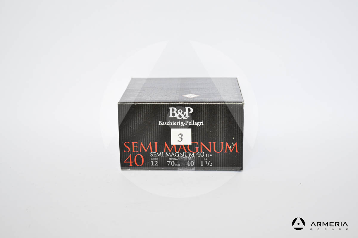 B&P Baschieri e Pellagri Semimagnum 40 HV calibro 12 - Piombo 3 - 25 cartucce modello B&P Baschieri e Pellagri Semimagnum 40 HV calibro 12 - Piombo 3 - 25 cartucce modello