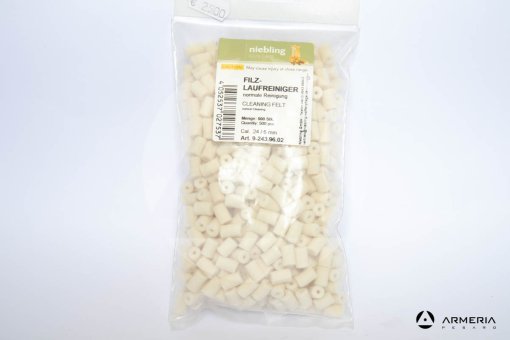 Busta feltrini Niebling Gun Care per pulizia normale pistola - calibro 6 mm .24 500 pezzi