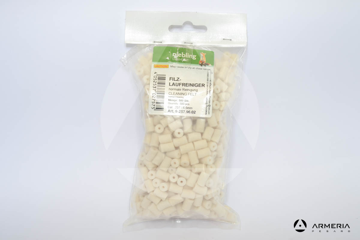 Busta feltrini Niebling Gun Care per pulizia normale pistola - calibro 6,5 mm .257 500 pezzi