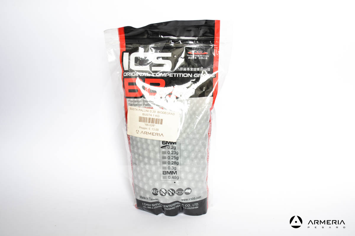 Busta pallini ICS BBs per soft-air 0,20 grammi - 1 Kg - biodegradabili