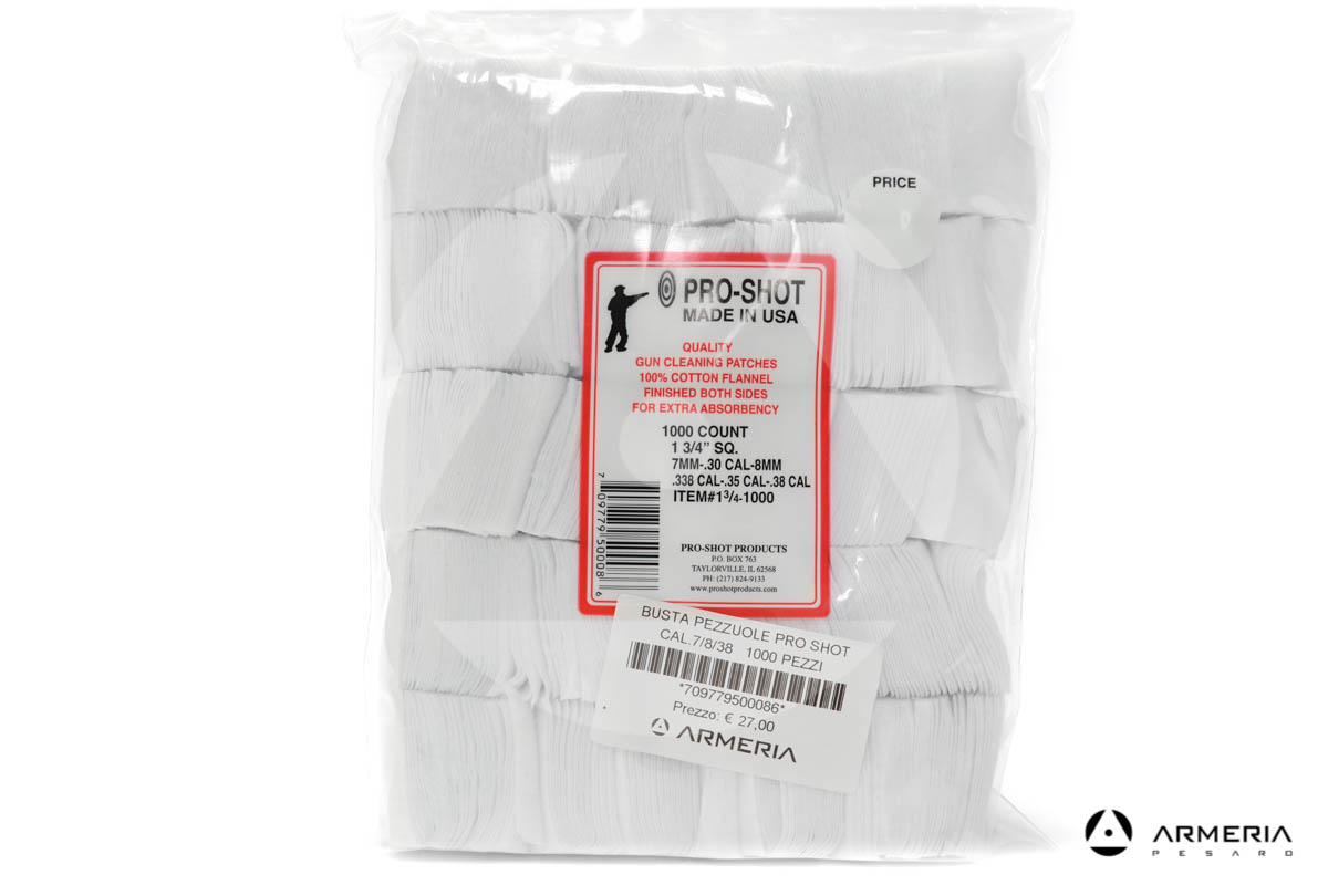 Busta set pezzuole Pro Shot per pulizia pistola cal 7mm - 8mm - 35 - 38 - 1000 pz