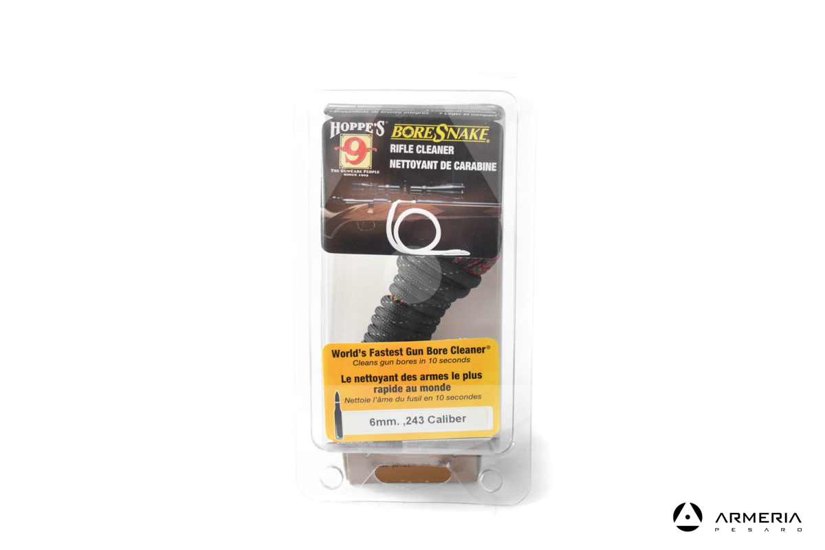Corda pulizia canne fucile carabina BoreSnake Rifle Cleaner Hoppe's 9 per calibro 6mm - 243
