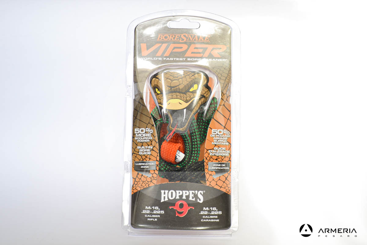 Corda pulizia canne fucile carabina BoreSnake Viper Hoppe's 9 per calibro .22 e .225