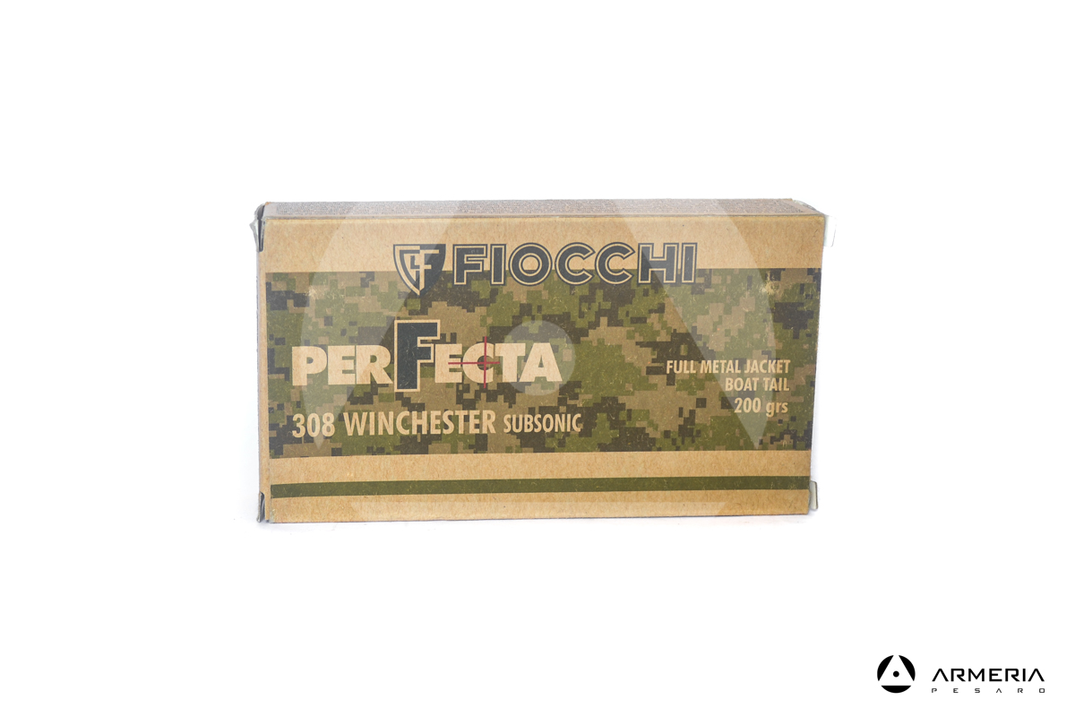 Fiocchi Perfecta calibro 308 Win Subsonic 200 grani FMJ - 20 cartucce