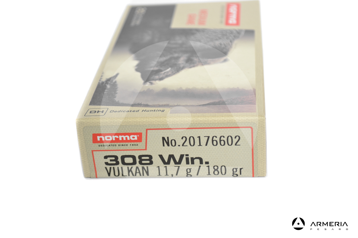 Norma Medium Game calibro 308 Win Vulkan 180 grani - 20 cartucce macro