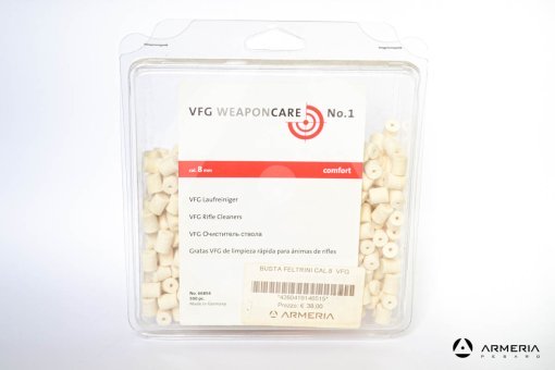 Pacco feltrini VFG Weapon Care per pulizia normale fucile - calibro 8 mm 500 pezzi