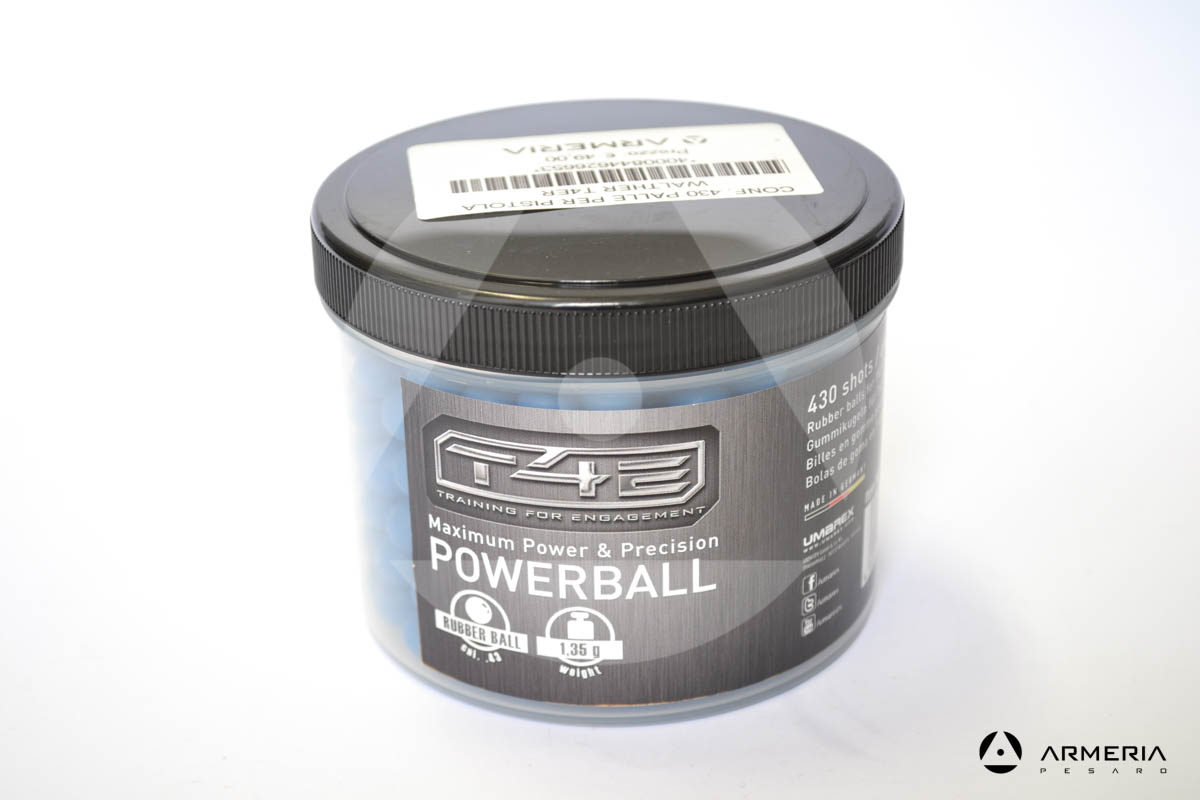 Palle di gomma Umarex Powerball calibro 43 per pistola Walther T4E
