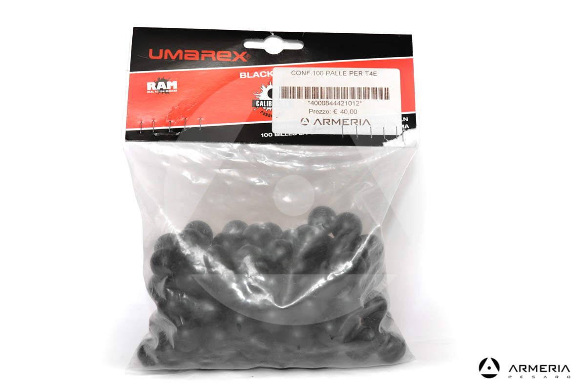 Palle di gomma Umarex Rubberball Blackballs calibro 68 per fucile a pompa T4E