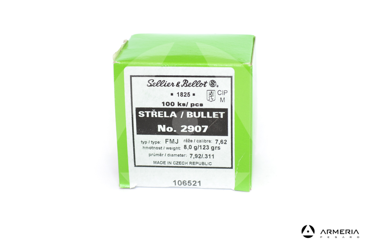 Palle ogive Sellier e Bellot calibro 7.62 - 123 grani FMJ - 100 pezzi #2907