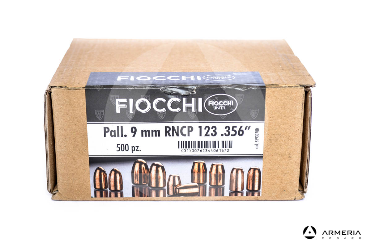 Palle ogive ramate Fiocchi calibro 9mm RNCP 123 grani -500 pezzi