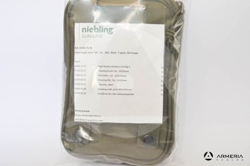 Set Kit pulizia Niebling Gun Care per pistola calibro 6 mm .243 - 7 pezzi lista