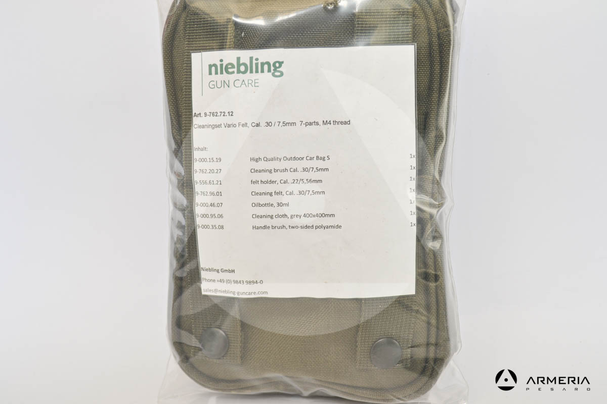 Set Kit pulizia Niebling Gun Care per pistola calibro 7,5 mm .30 - 7 pezzi lista