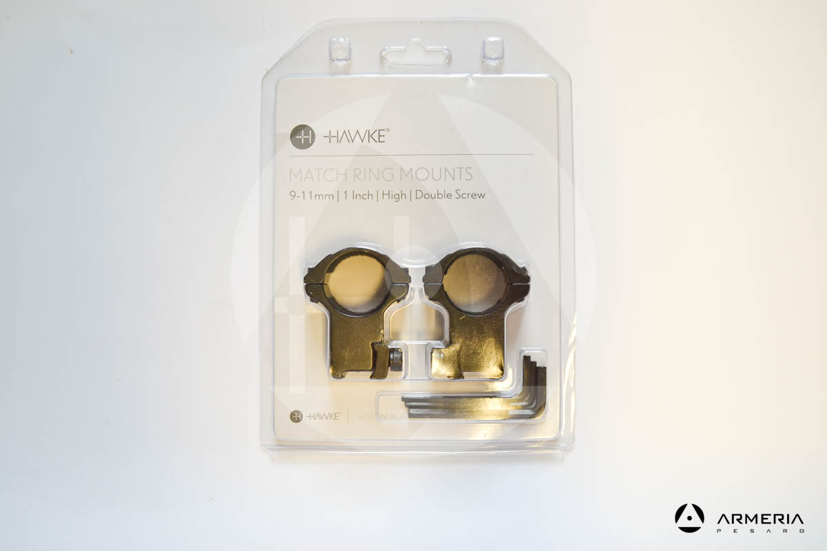 Supporti ad anello Hawke Match ring mounts slitta 9-11 mm - 1 inch high double screw-0
