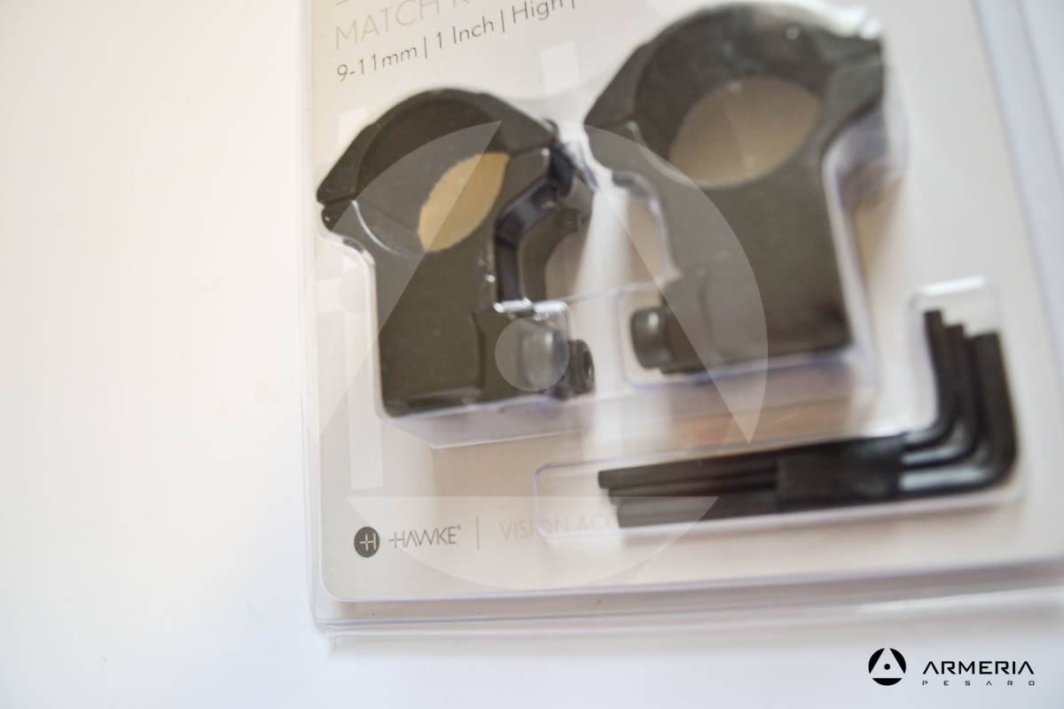 Supporti ad anello Hawke Match ring mounts slitta 9-11 mm - 1 inch high double screw-1