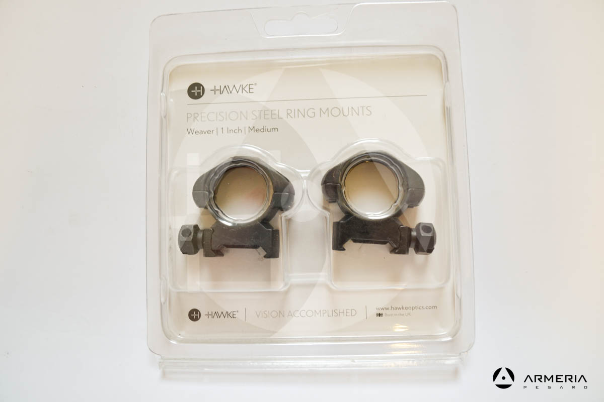 Supporti ad anello Hawke Precision steel ring mounts slitta Weaver - 1 inch medium -0