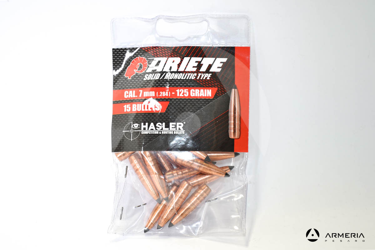 Palle ogive Hasler Competition Ariete Solid / Monolitic Type calibro 7 mm - 125 grani - 15 pezzi