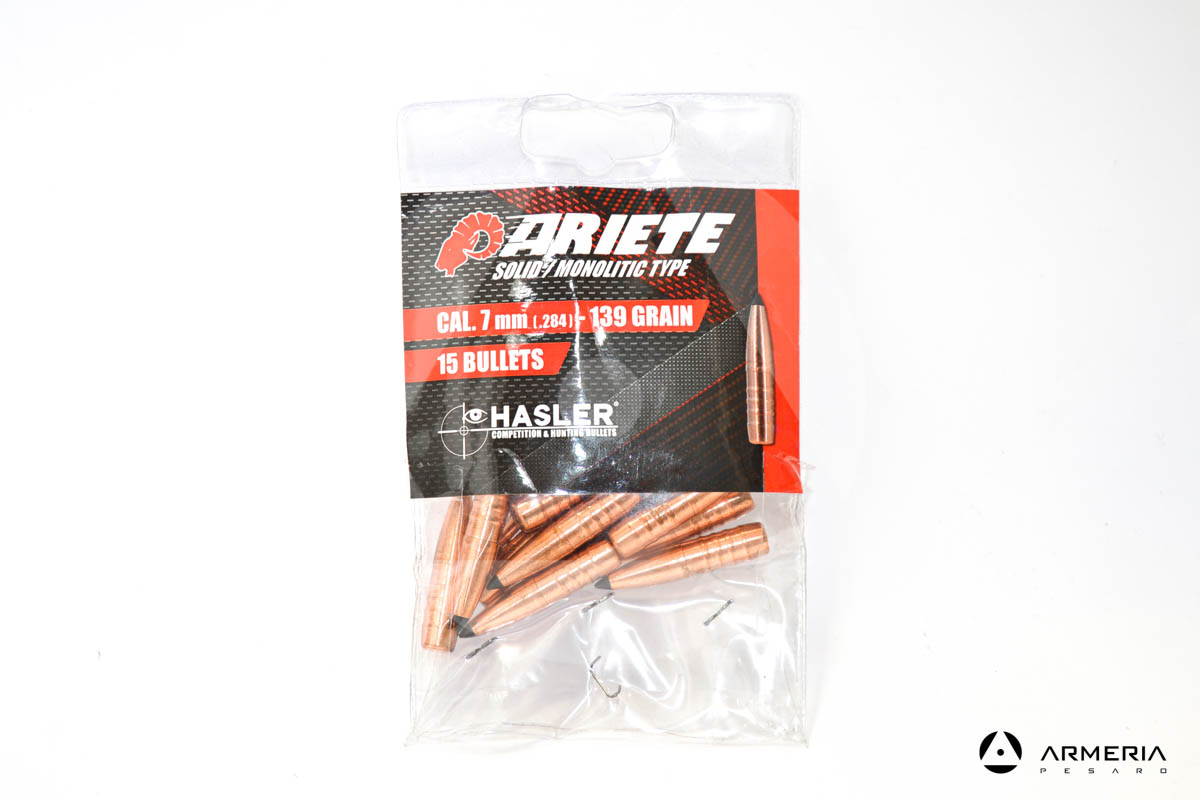 Palle ogive Hasler Competition Ariete Solid / Monolitic Type calibro 7 mm - 139 grani - 15 pezzi