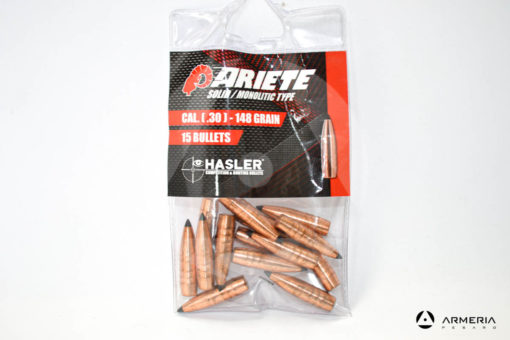 Palle ogive Hasler Competition Ariete Solid / Monolitic Type calibro 30 - 148 grani - 15 pezzi