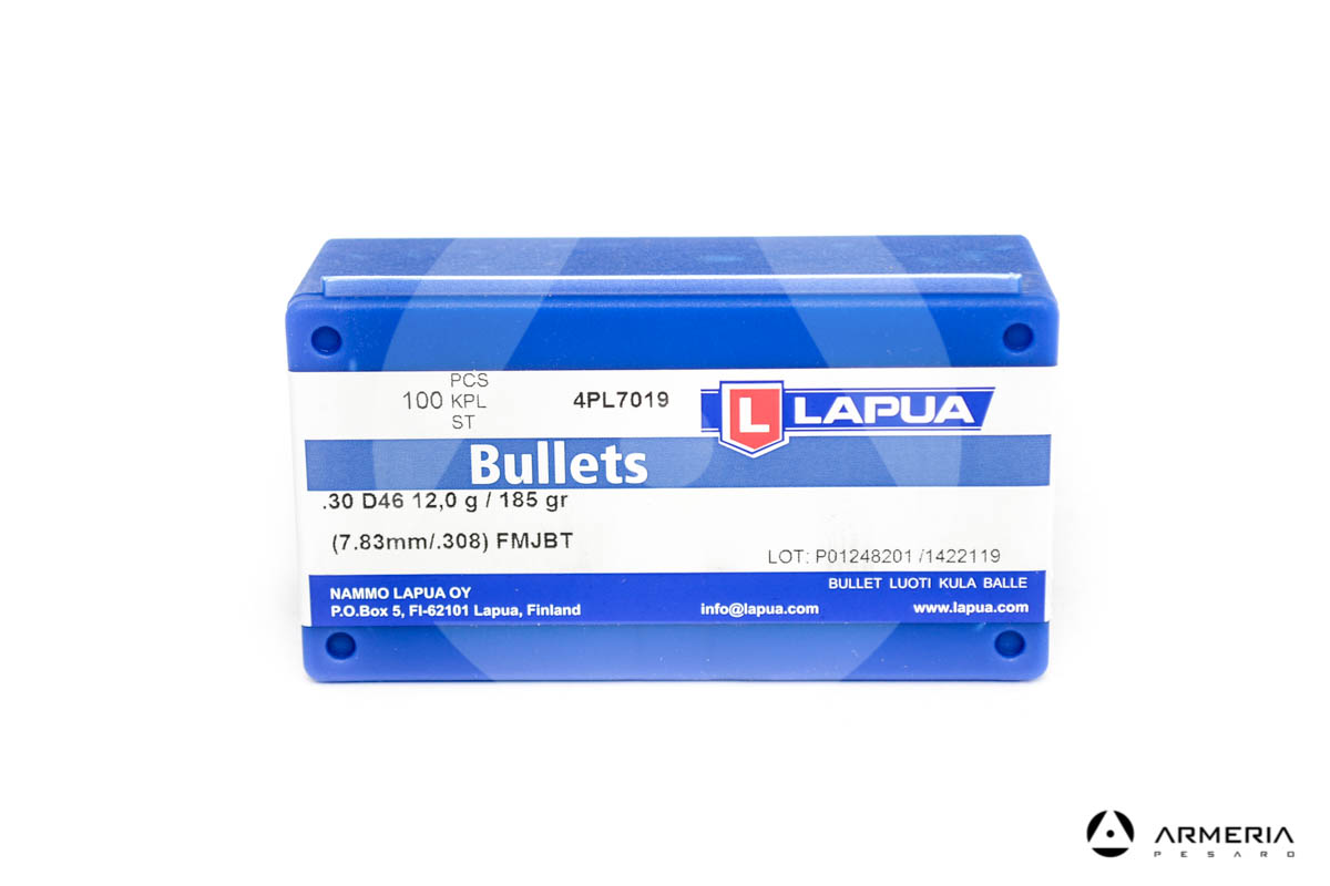 Palle ogive Lapua calibro 30 D46 185 grani FMJBT - 100 pezzi #4PL7019