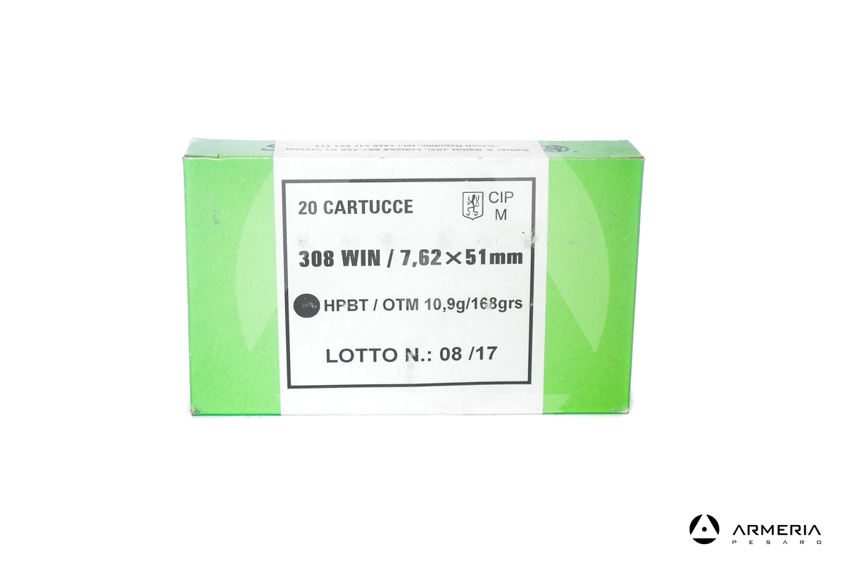 Sellier & Bellot calibro 308 Win - 7.62x51mm - 168 grani HPBT - 20 cartucce