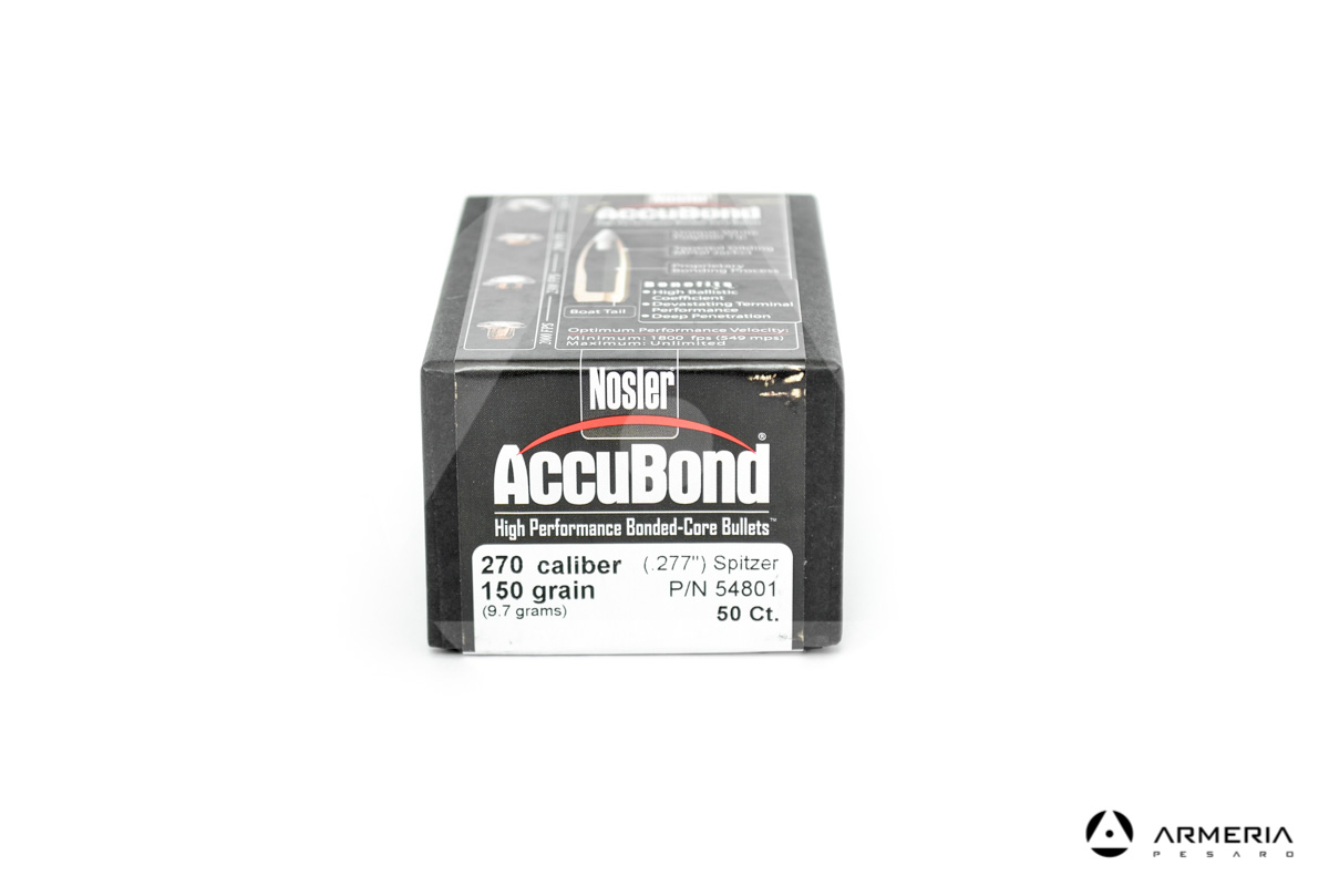 Palle ogive Nosler AccuBond calibro 270 - 150 grani - 50 pz #54801