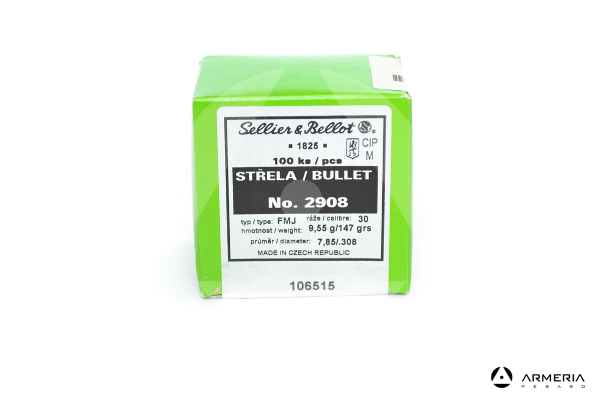 Palle ogive Sellier e Bellot calibro 30 - 147 grani FMJ - 100 pezzi #2908