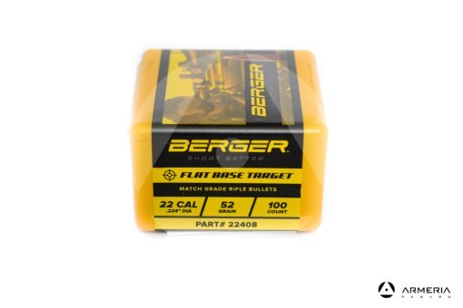 Palle ogive Berger Flat Base Target calibro 22 - 52 grani - 100 pz #22408