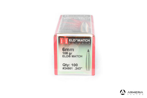 Palle ogive Hornady ELD Match 6mm 108 grani 243″ – 100 pezzi #24561
