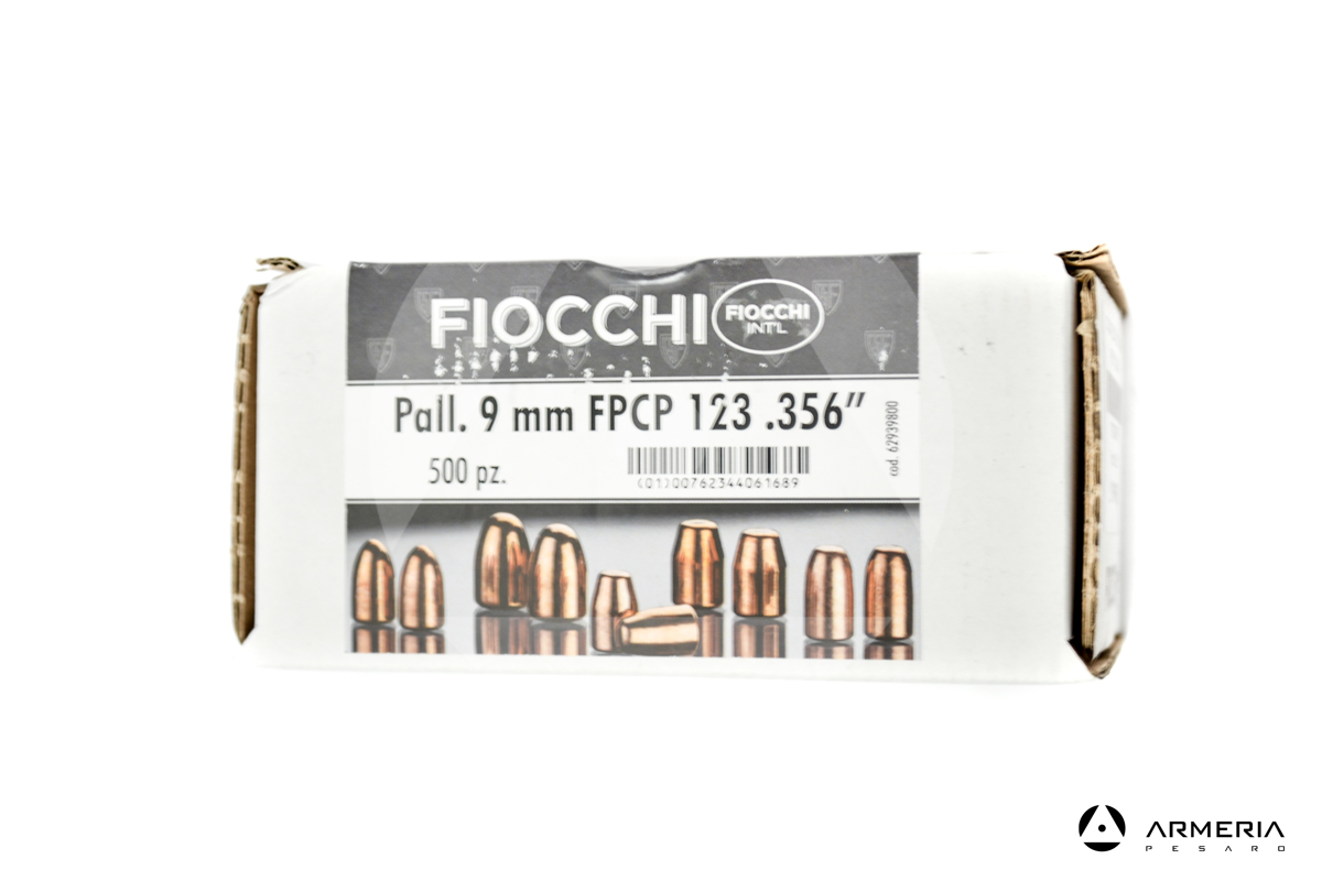 Palle ogive ramate Fiocchi calibro 9mm FPCP 123 grani 500 pezzi