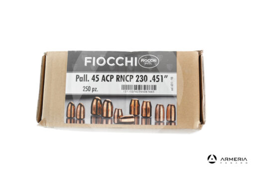 Palle ogive per pistola Fiocchi calibro 45 ACP 230 grani RNCP – 250 pezzi