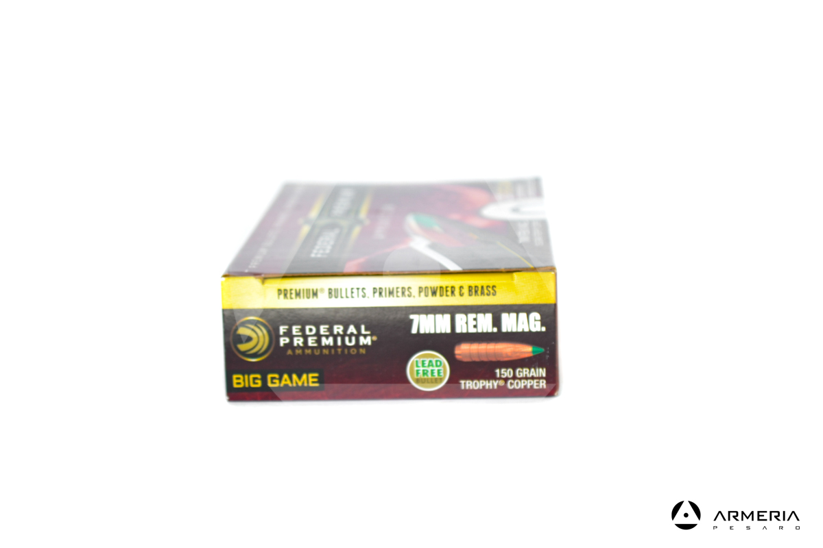 Federal Premium calibro 7mm Rem Mag 150 grani Trophy Copper - 20 cartucce lato