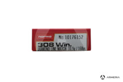 Norma Match Grade calibro 308 Win 168 grani – 20 cartucce lato