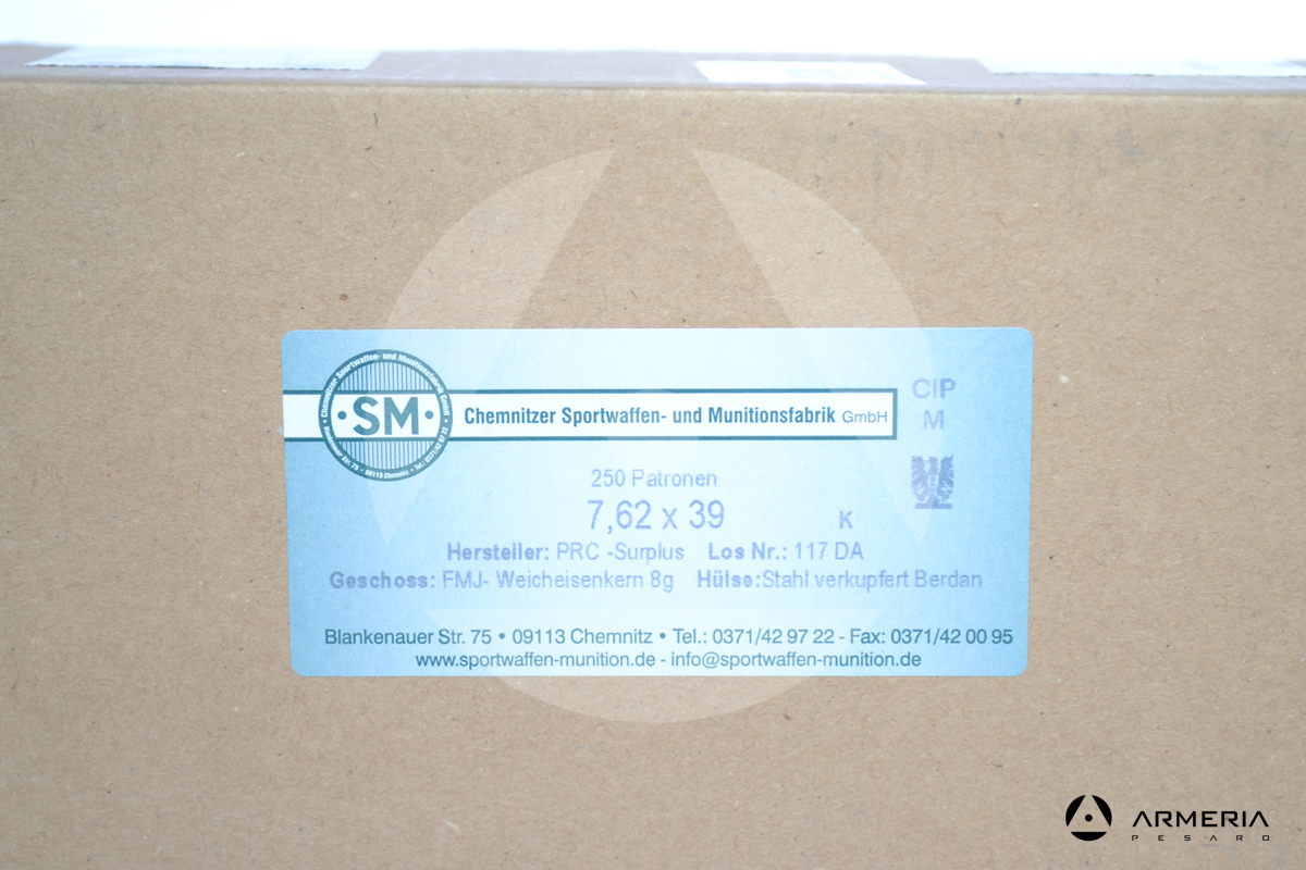 SM Sportwaffen Surplus militare calibro 7.62x39 FMJ 8g - 250 cartucce