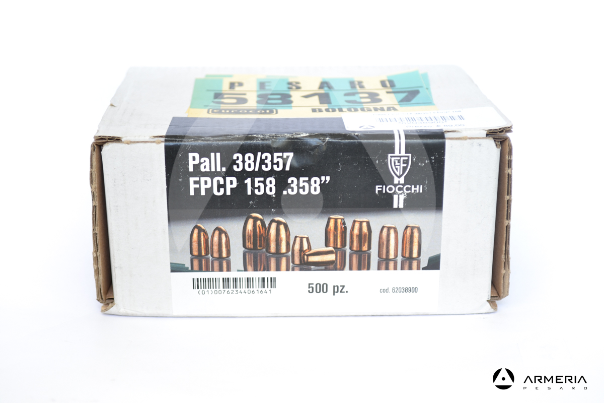 Palle ogive pistola Fiocchi calibro 38-357 FPCP 158 grani - 500 pezzi