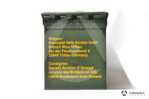 Cassetta in metallo per munizioni omologata UN 1.4 S verde lato