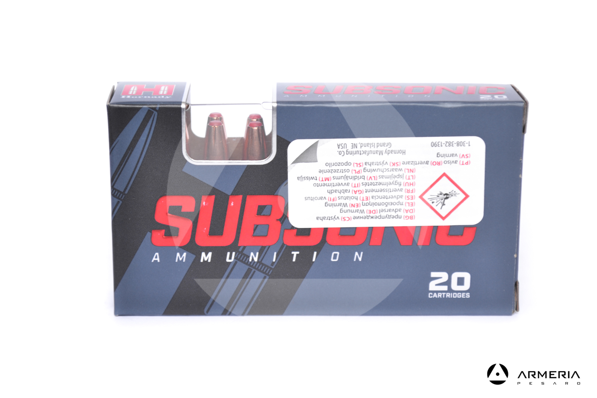 Hornady Subsonic Ammunition calibro 300 Blackout 190 grani SUB-X 20 cartucce #80877 Hornady Subsonic Ammunition calibro 300 Blackout 190 grani SUB-X 20 cartucce #80877