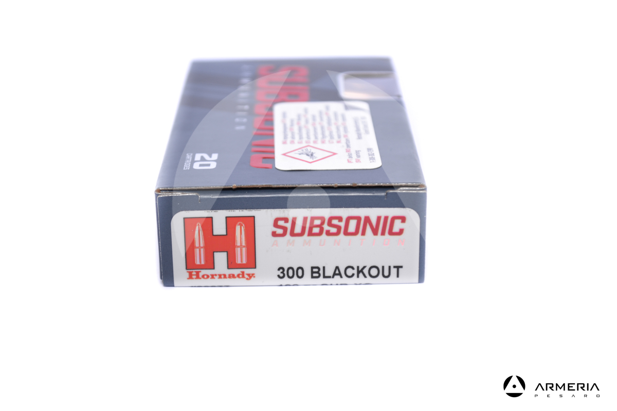 Hornady Subsonic Ammunition calibro 300 Blackout 190 grani SUB-X 20 cartucce #80877 macro Hornady Subsonic Ammunition calibro 300 Blackout 190 grani SUB-X 20 cartucce #80877 macro