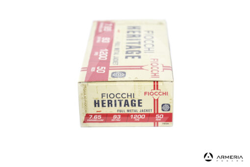 Fiocchi Heritage calibro 7.65 Parabellum 93 grani FMJ - 50 cartucce lato